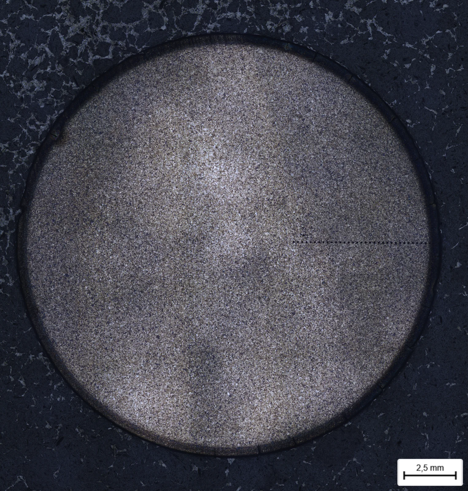 Etched cross-section image at 25x magnification for the repaired screw